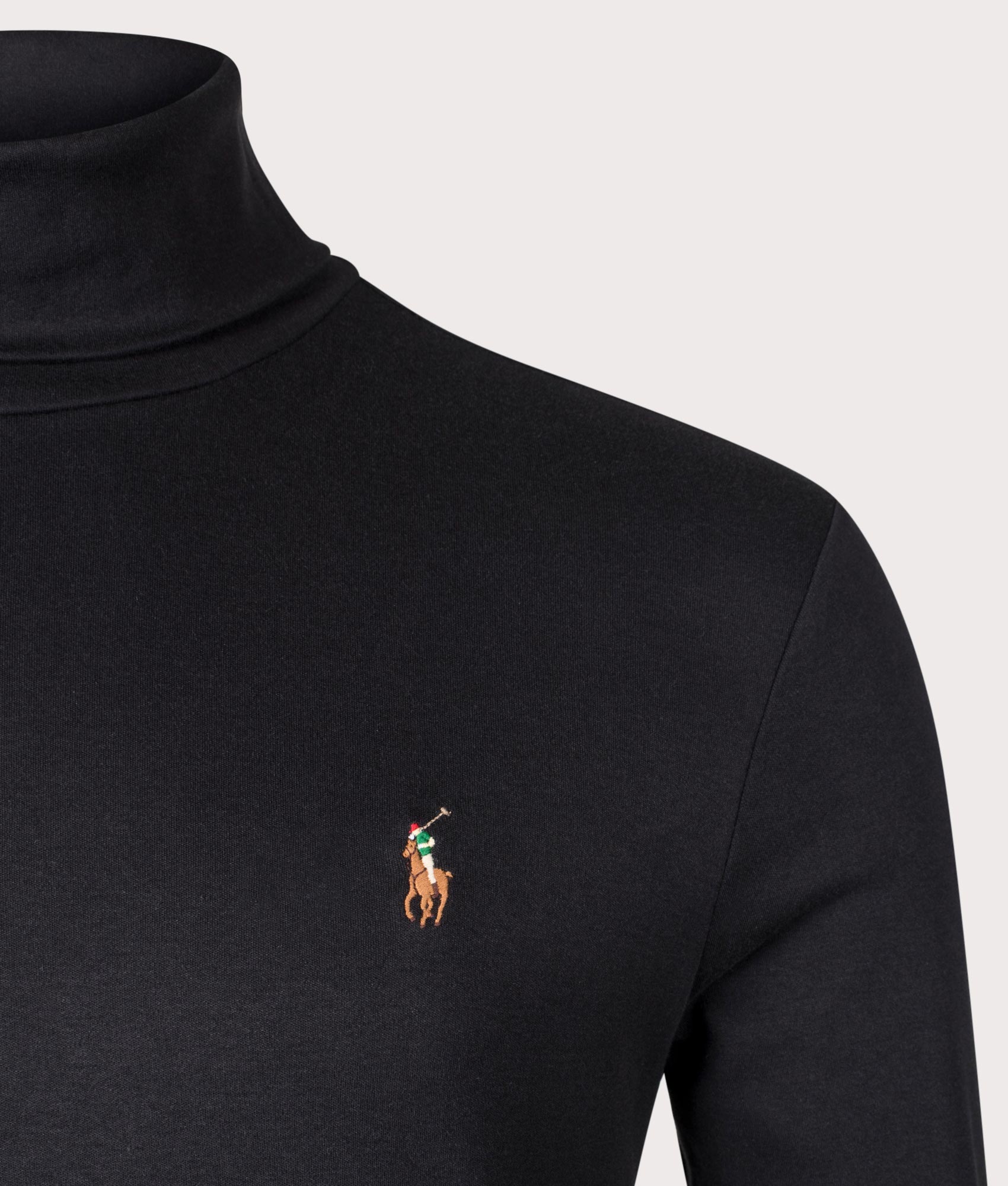 Soft Cotton Turtleneck Jumper in Polo Black by Polo Ralph Lauren. EQVVS Shot.