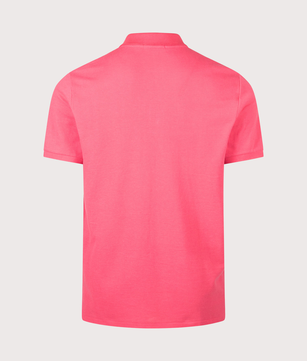 Polo Ralph Lauren Custom Slim Fit Mesh Polo Shirt in Hot Pink at EQVVS Menswear. Back shot.