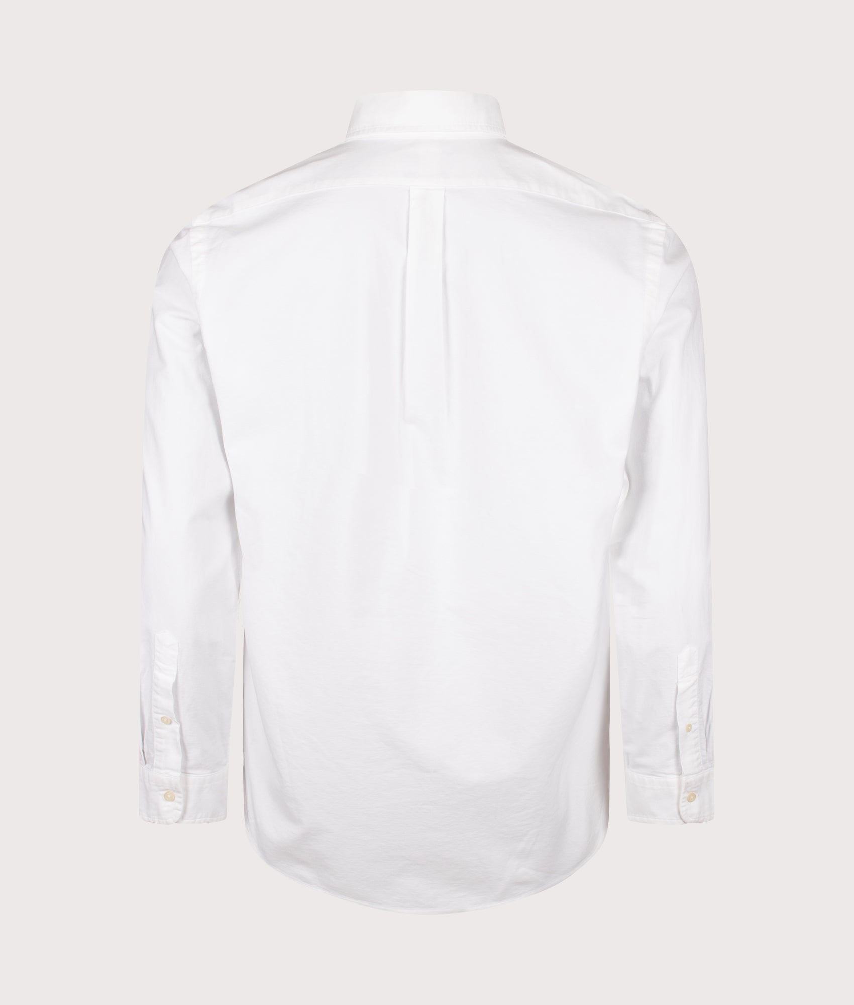 Polo Ralph Lauren Custom Fit Oxford Shirt in White at EQVVS Menswear. Back shot.