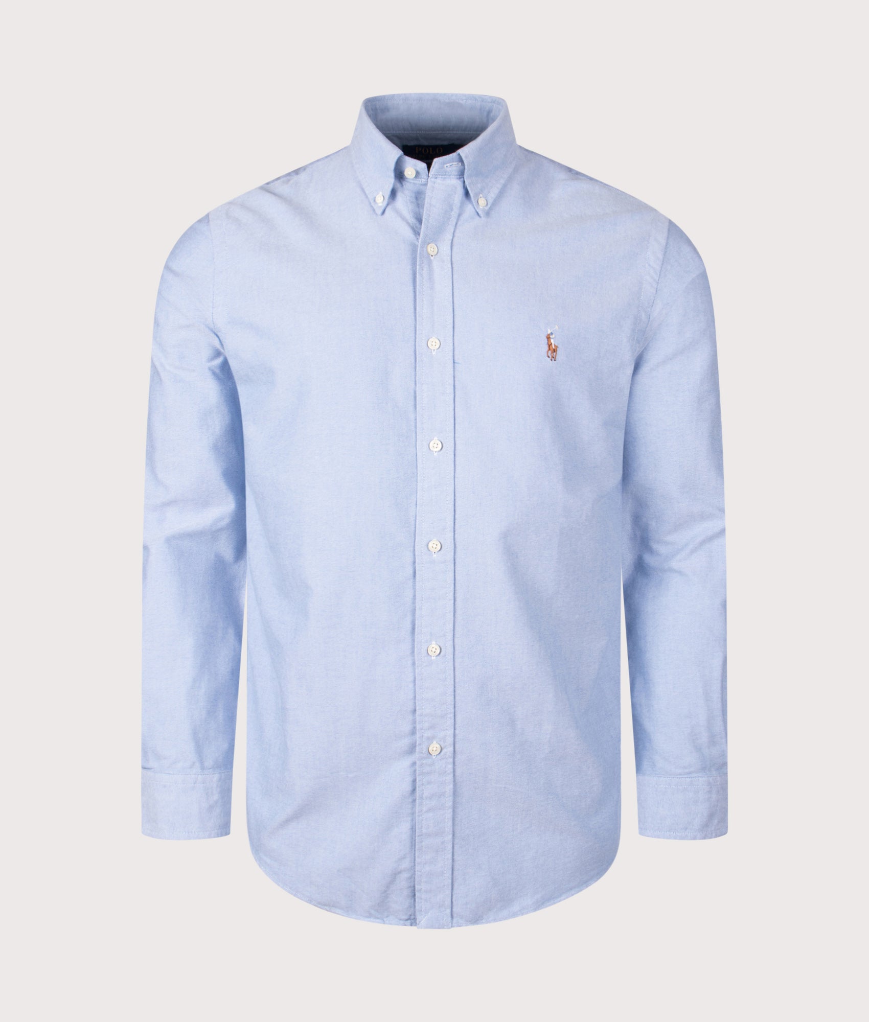 Polo Ralph Lauren Custom Fit Polo shirt in Blue at EQVVS Menswear. Front shot.