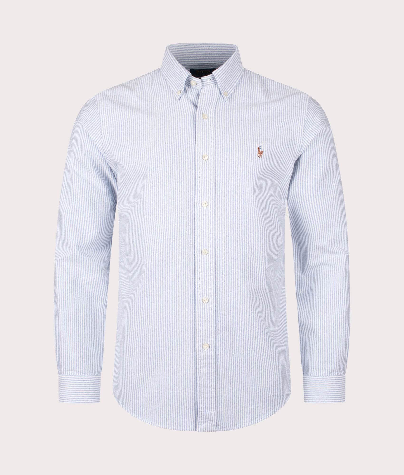Custom-Fit-Oxford-Shirt-Blue/White-Stripe-Polo-Ralph-Lauren-EQVVS-Front-shot