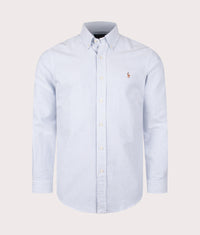 Custom Fit Oxford Shirt: 004 Blue/White Stripe 