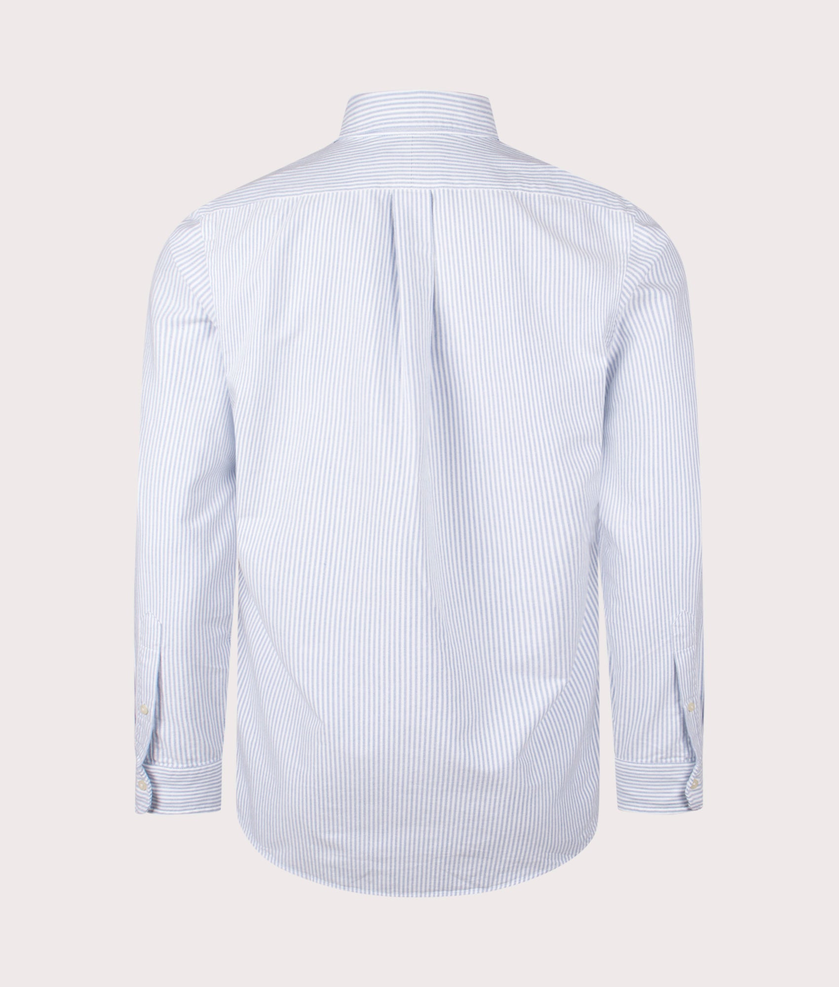 Polo Ralph Lauren Custom Fit Oxford Shirt in Blue and White stripe at EQVVS Menswear. Back shot.