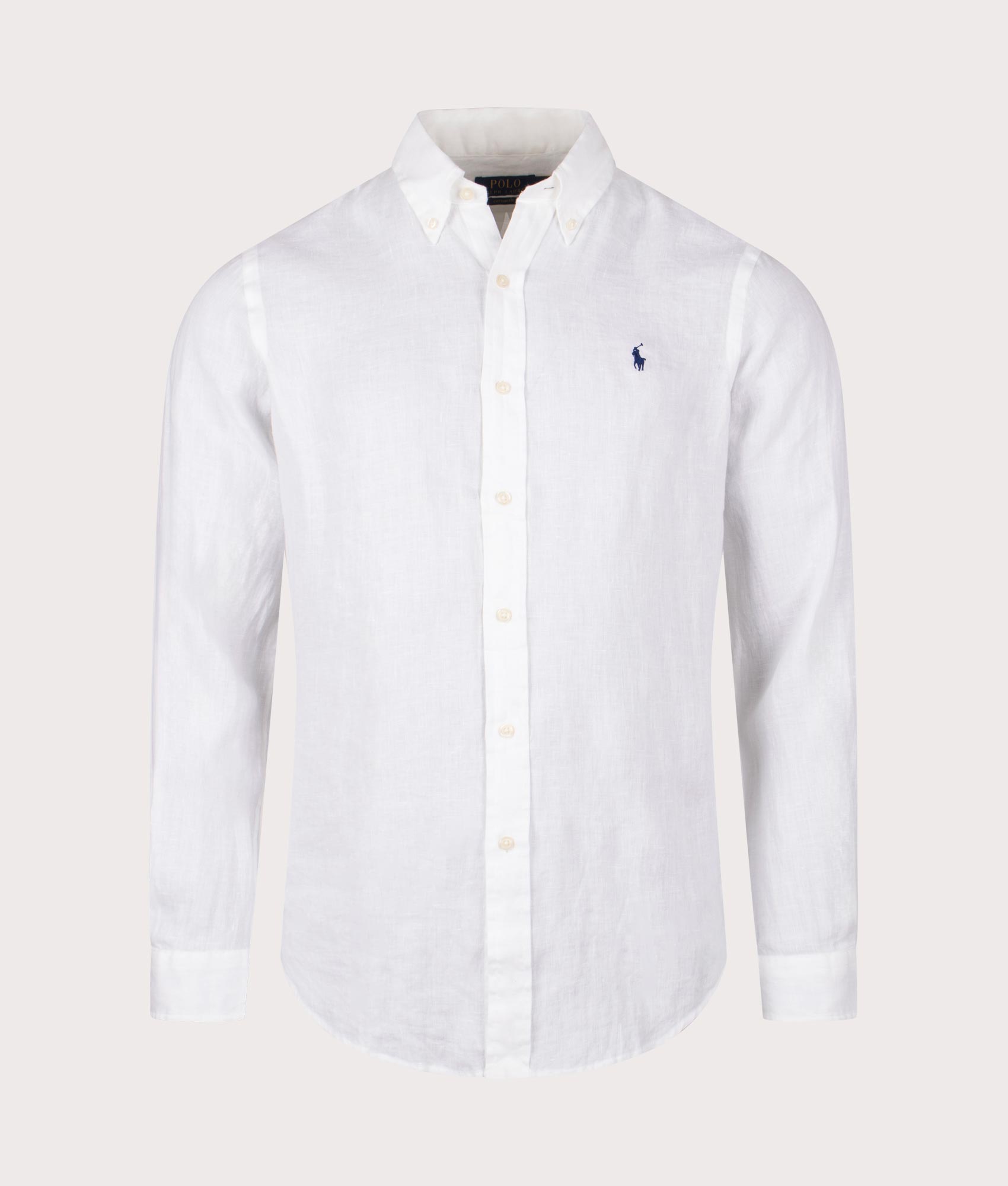 Polo Ralph Lauren Custom Fit Linen Shirt at EQVVS. Front Shot.