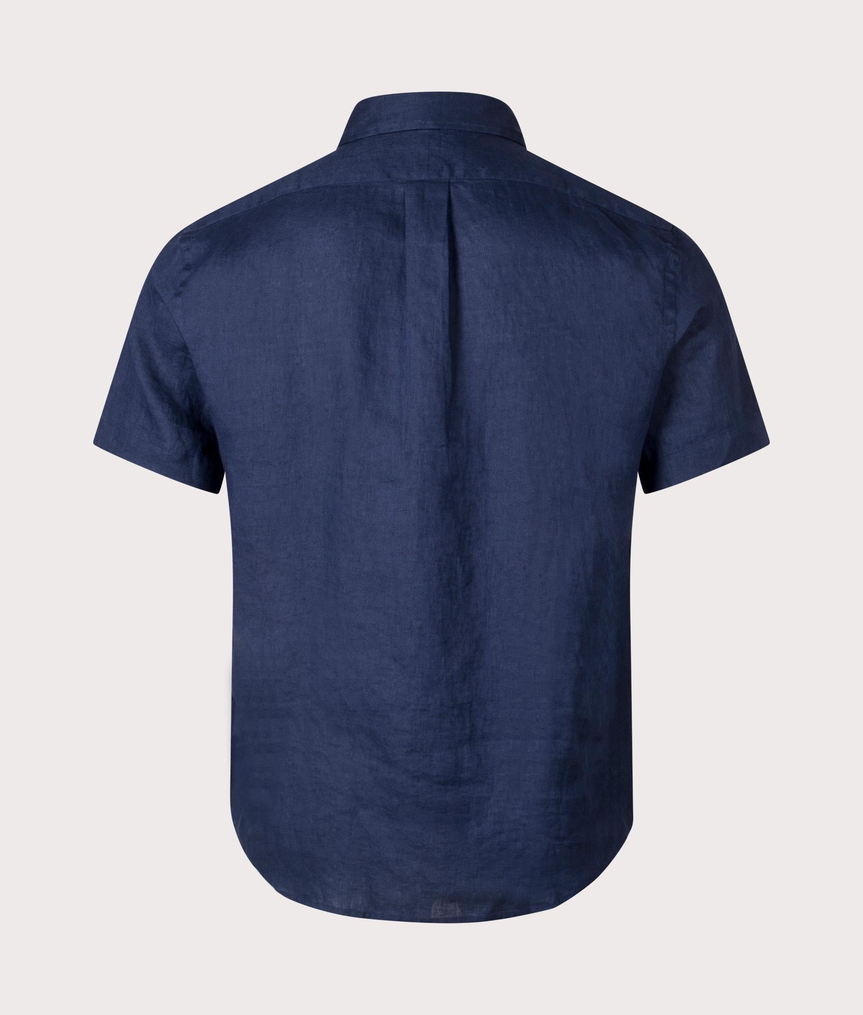 Polo Ralph Lauren Custom Fit Linen Shirt in Newport Navy at EQVVS. Back Shot.