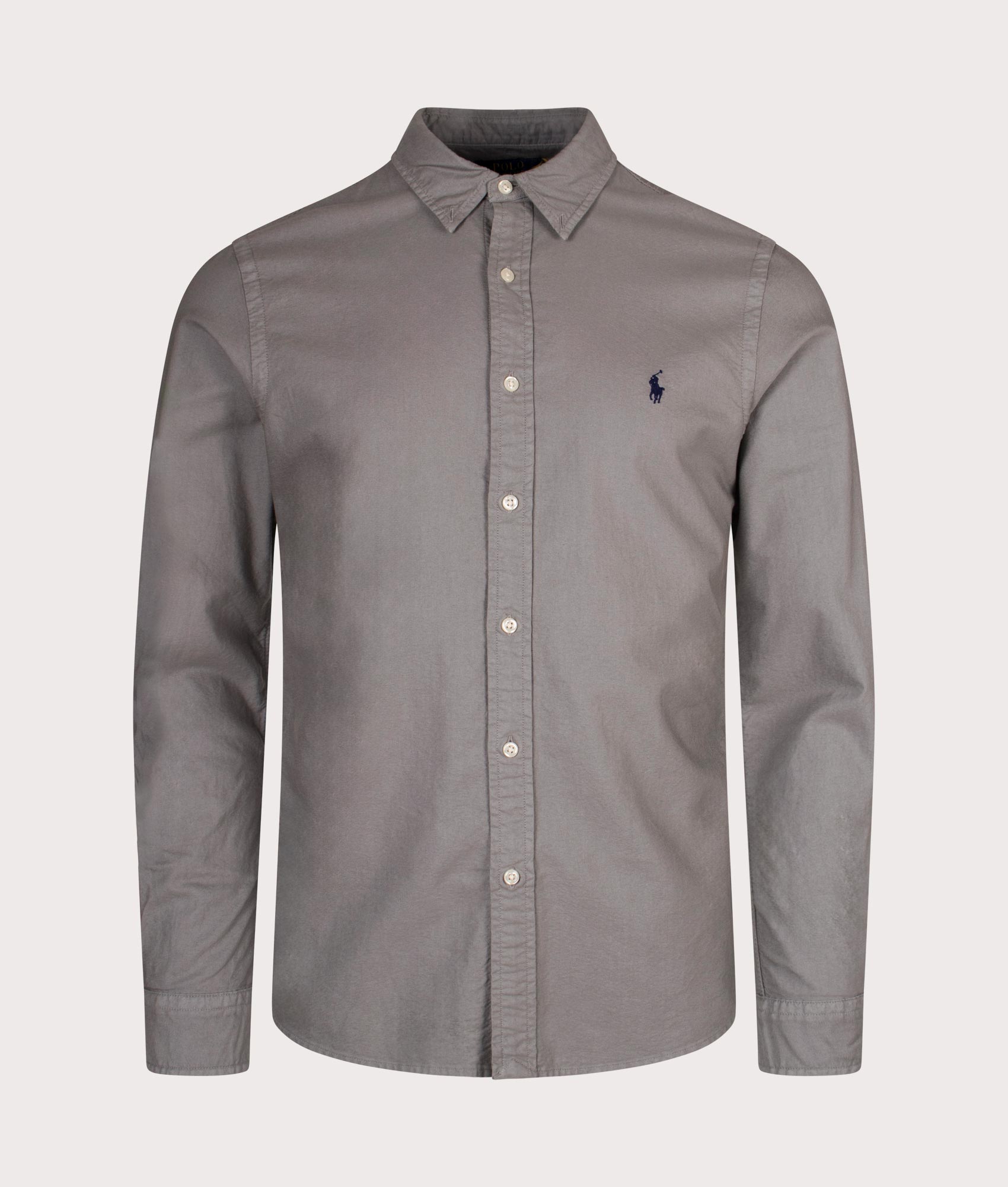 Polo Ralph Lauren Slim Fit Oxford Shirt Perfect Grey at EQVVS Menswear Front Shot