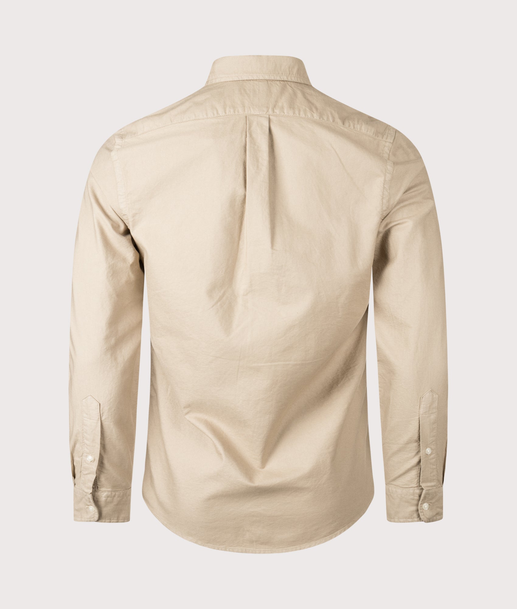 Polo Ralph Lauren Slim Fit Garment-Dyed Oxford Shirt in the Surrey Tan at EQVVS Menswear. Back shot.
