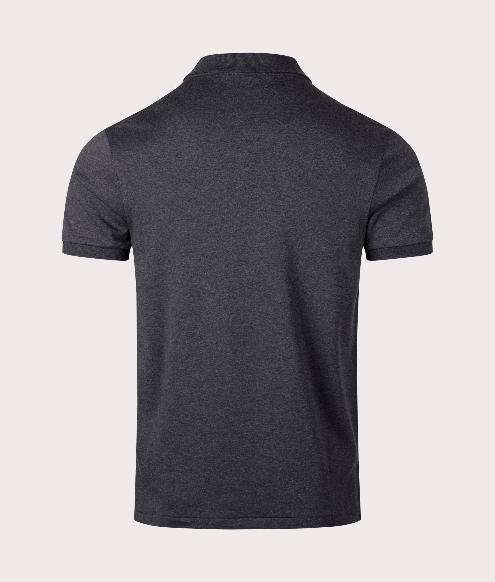 Custom Slim Fit Polo Shirt in Black Marl Heather by Polo Ralph Lauren. Shot at EQVVS. Reverse shot. 