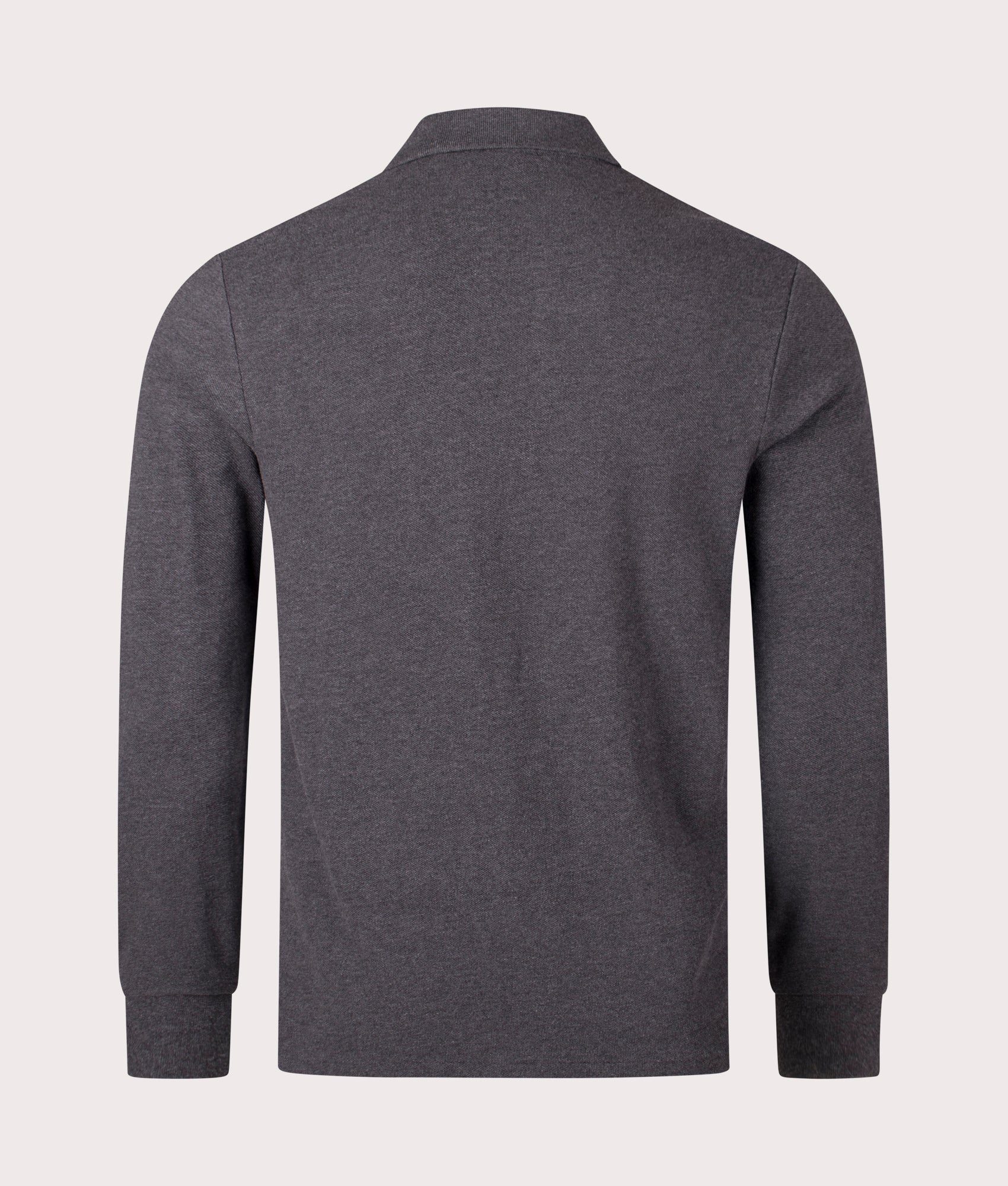 Custom Slim Fit Long Sleeve Polo Shirt in Barclay Heather by Polo Ralph Lauren. EQVVS Back Angle Shot.