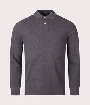 Custom Slim Fit Long Sleeve Polo Shirt in Barclay Heather by Polo Ralph Lauren. EQVVS Front Angle Shot.