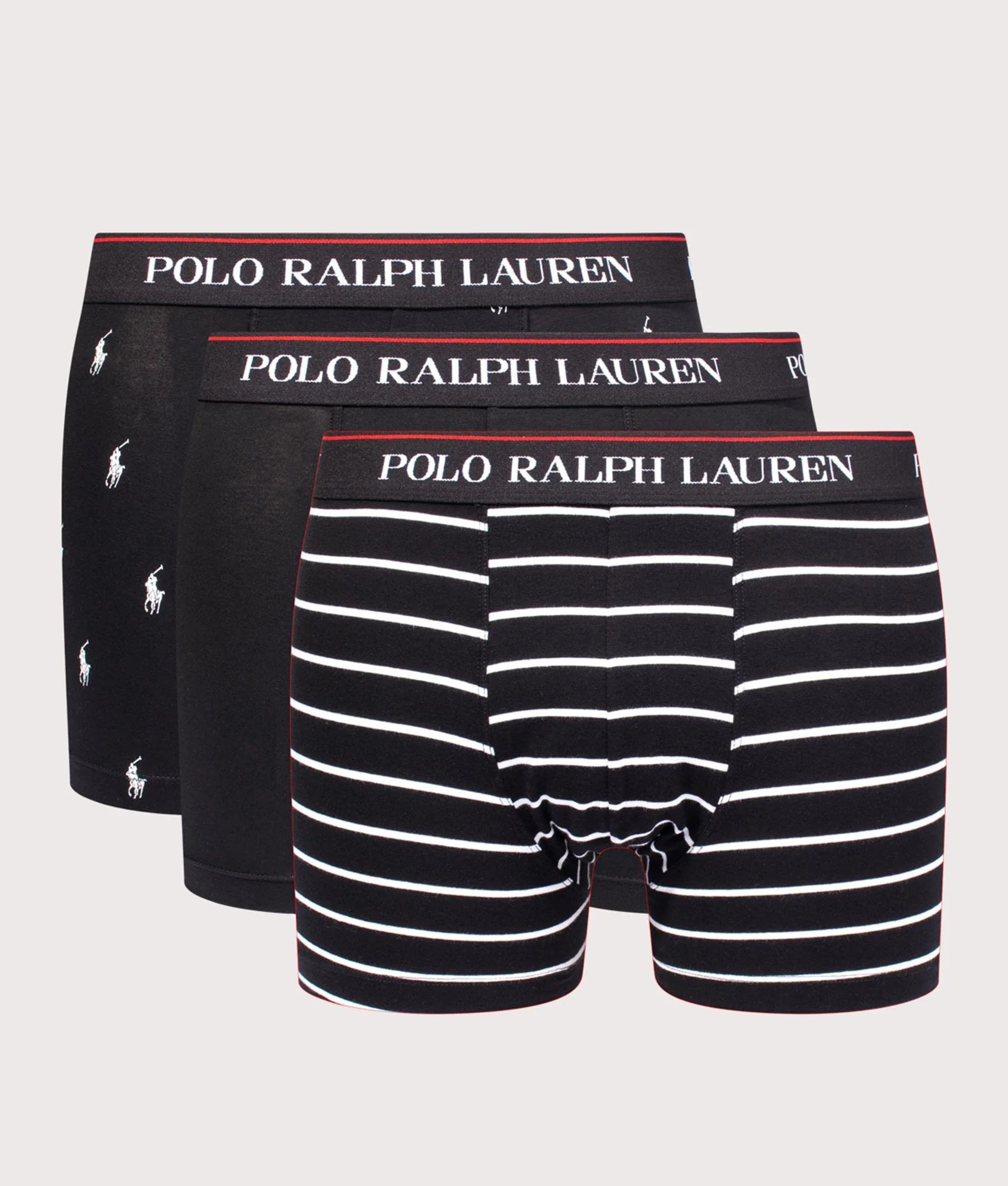 Three-Pack-of-Classic-Stretch-Cotton-Trunks-Black/Black-White-Stripe/Black-AOPP-Polo-Ralph-Lauren-EQVVS