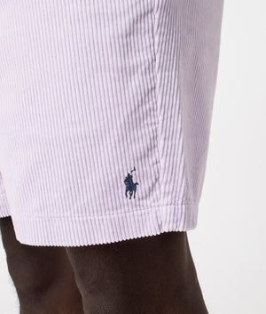 Regular Fit Corduroy Prepster Shorts in Summer Lilac by Polo Ralph Lauren. EQVVS Detail Shot.