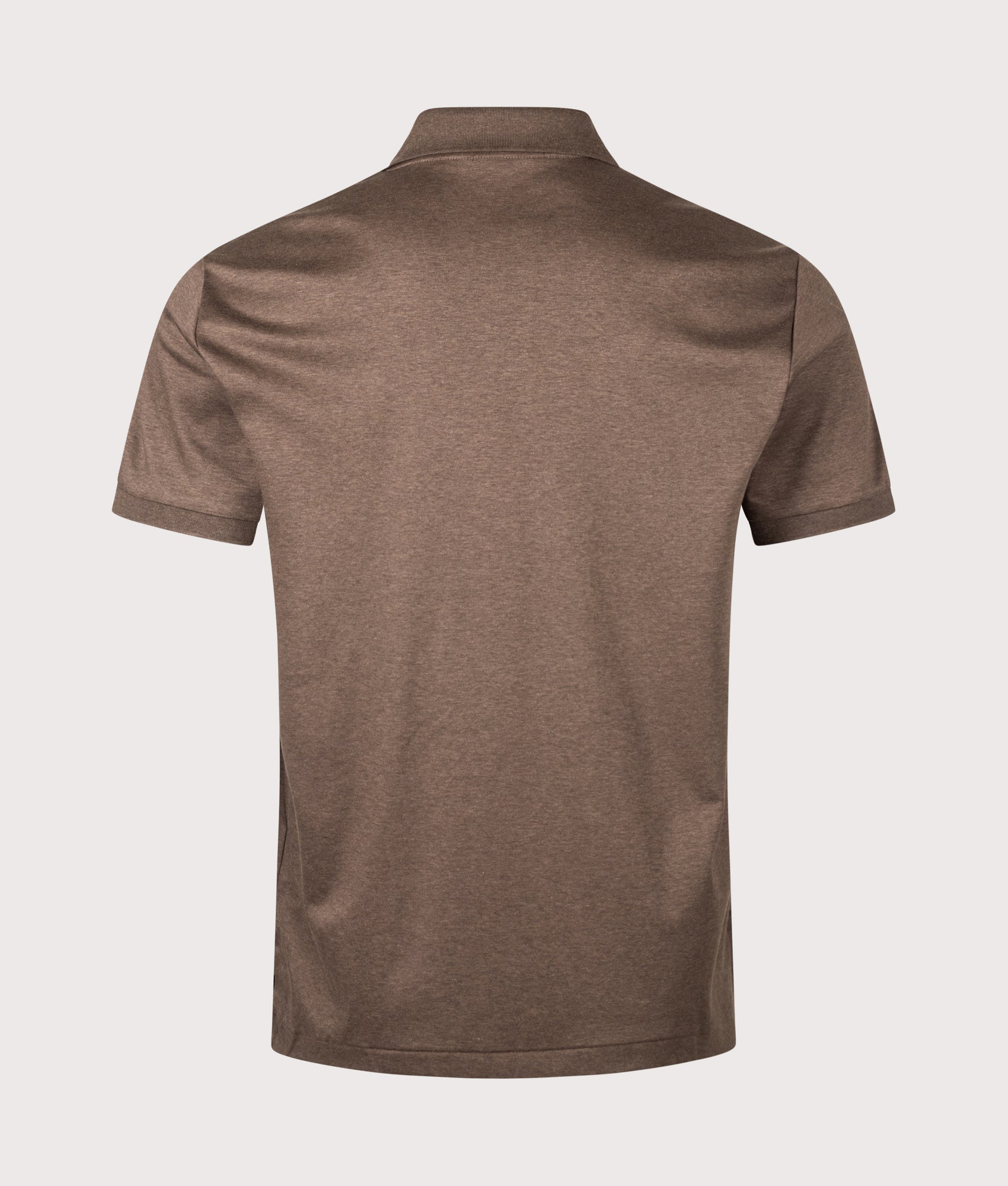 Polo Ralph Lauren Custom Slim Fit Soft Cotton Polo Shirt in Nutmeg Brown Heather at EQVVS Menswear. Back shot.