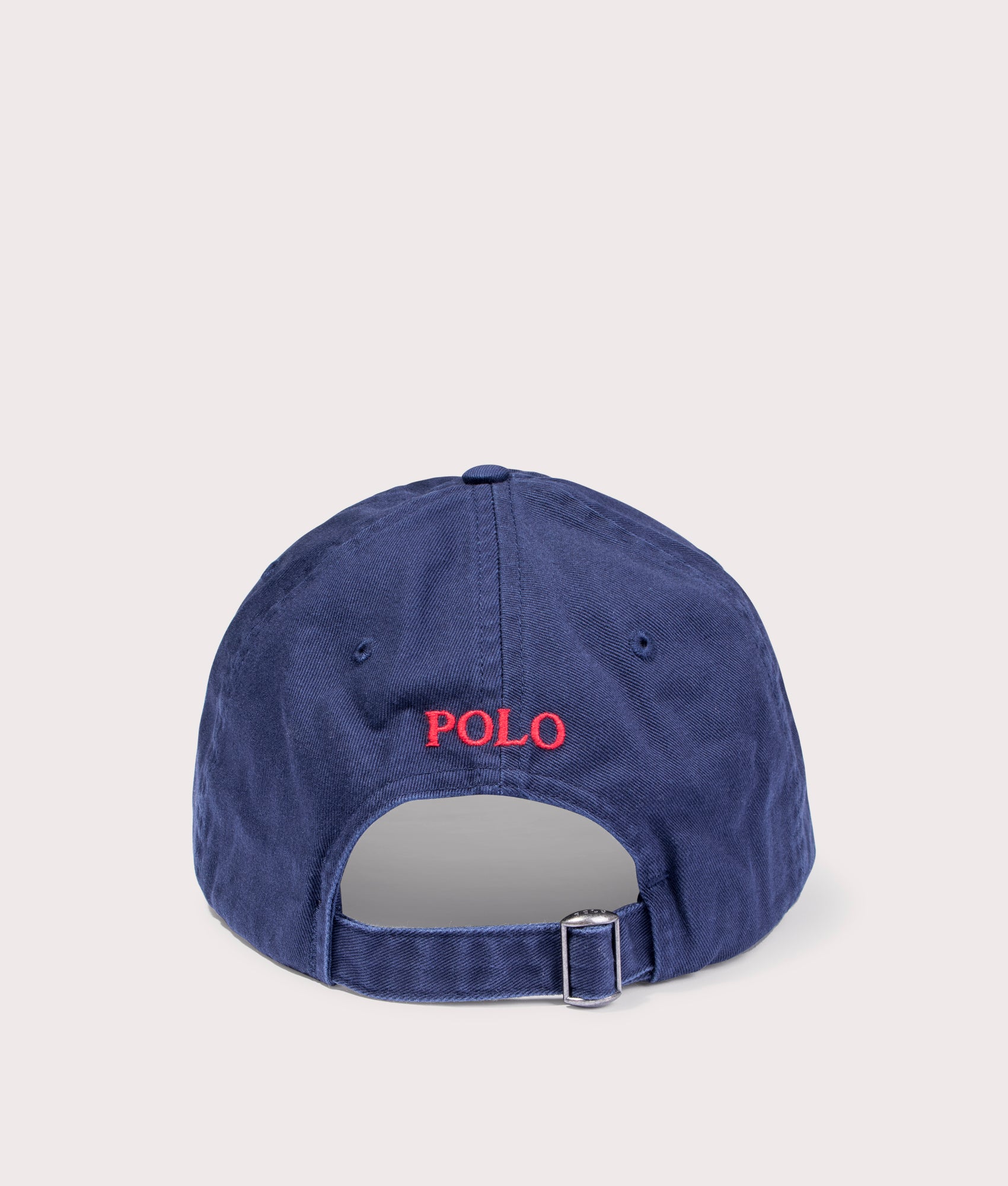 Polo Ralph Lauren Cotton Chino Baseball Cap in Newport Navy and Red at EQVVS Menswear. Back shot.