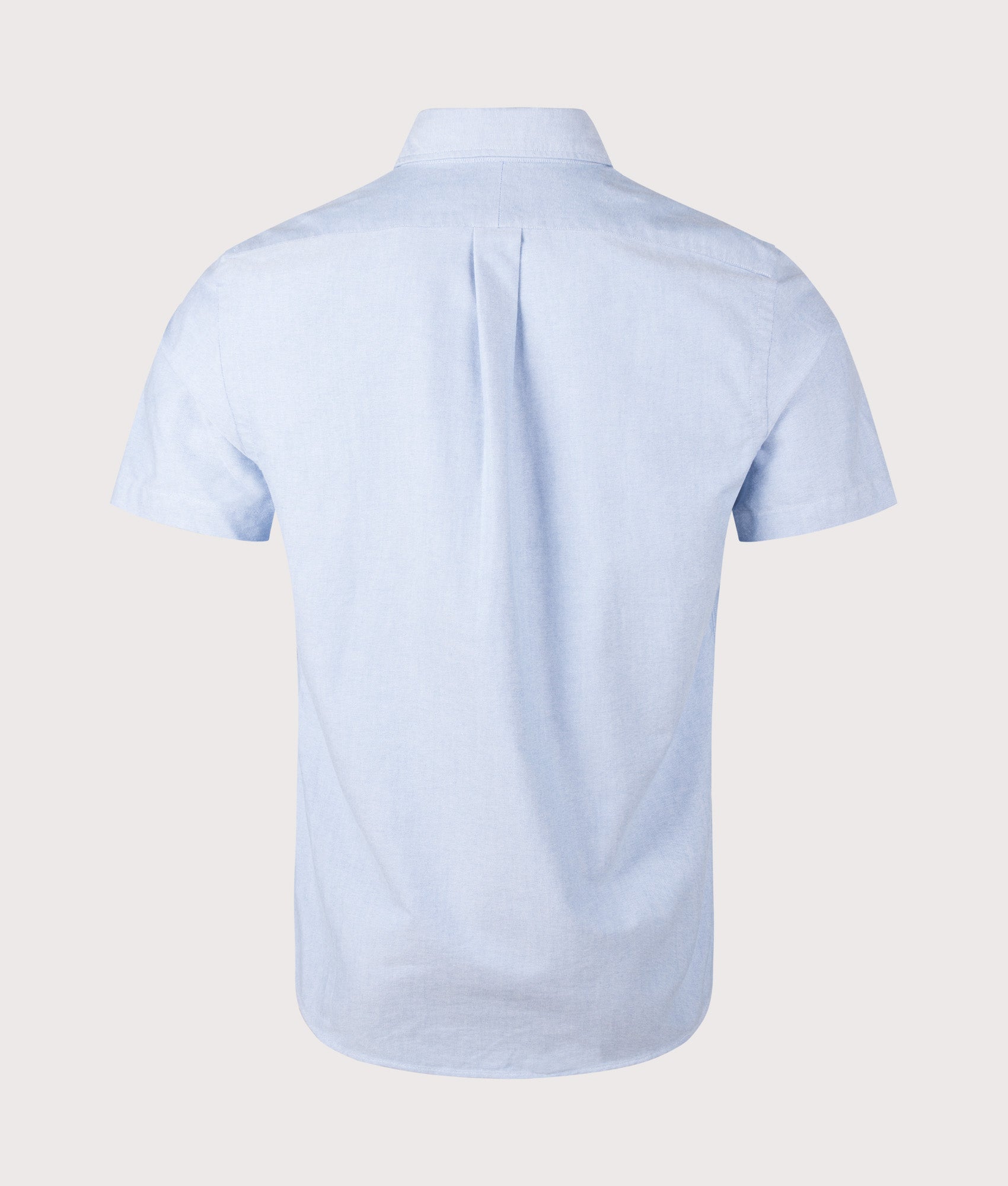 Polo Ralph Lauren Custom Fit Short Sleeve Lightweight Oxford Shirt in BSR Blue at EQVVS Menswear. Back shot.