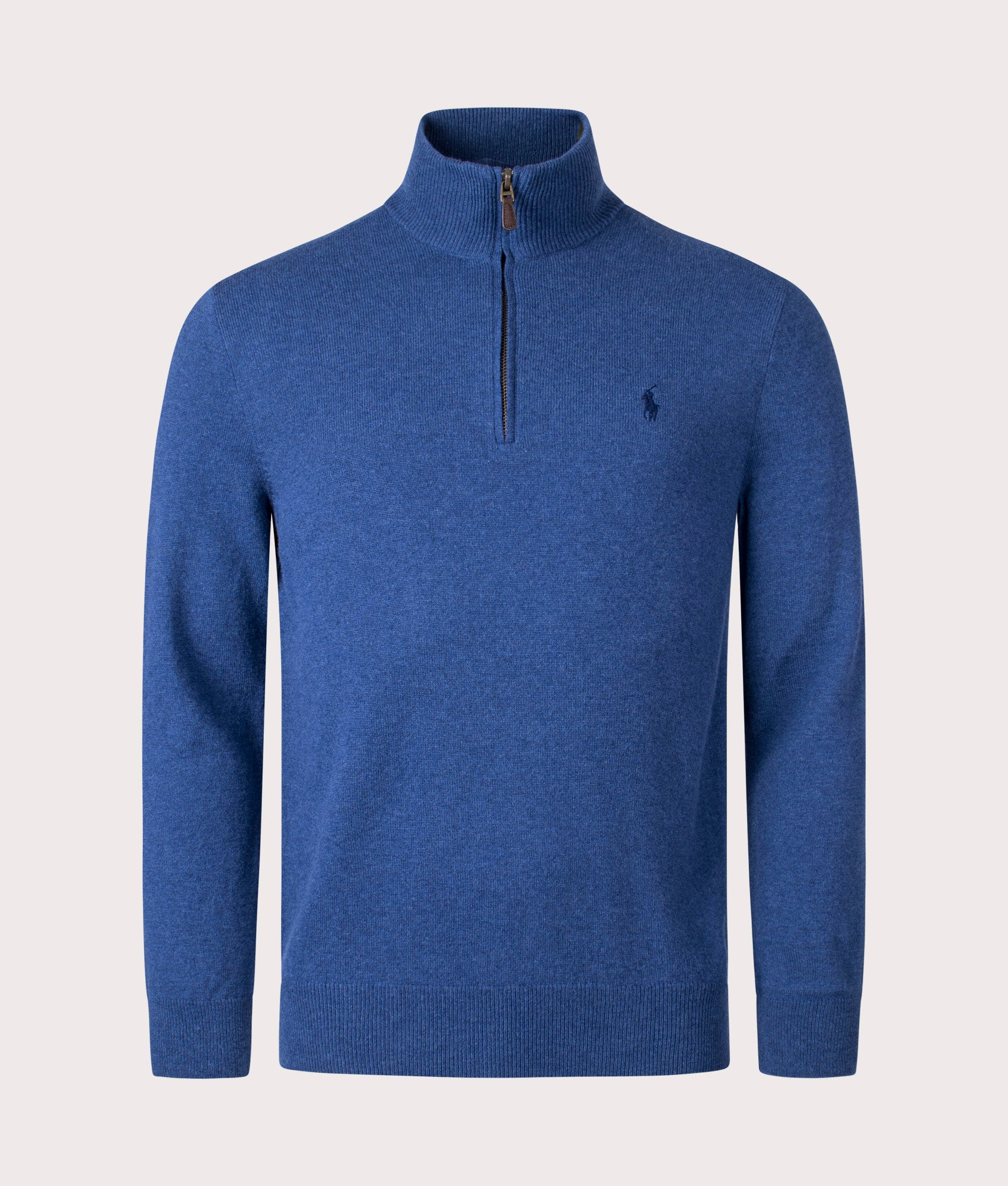 Merino Wool Quarter Zip Jumper Blue - Polo Ralph Lauren - EQVVS