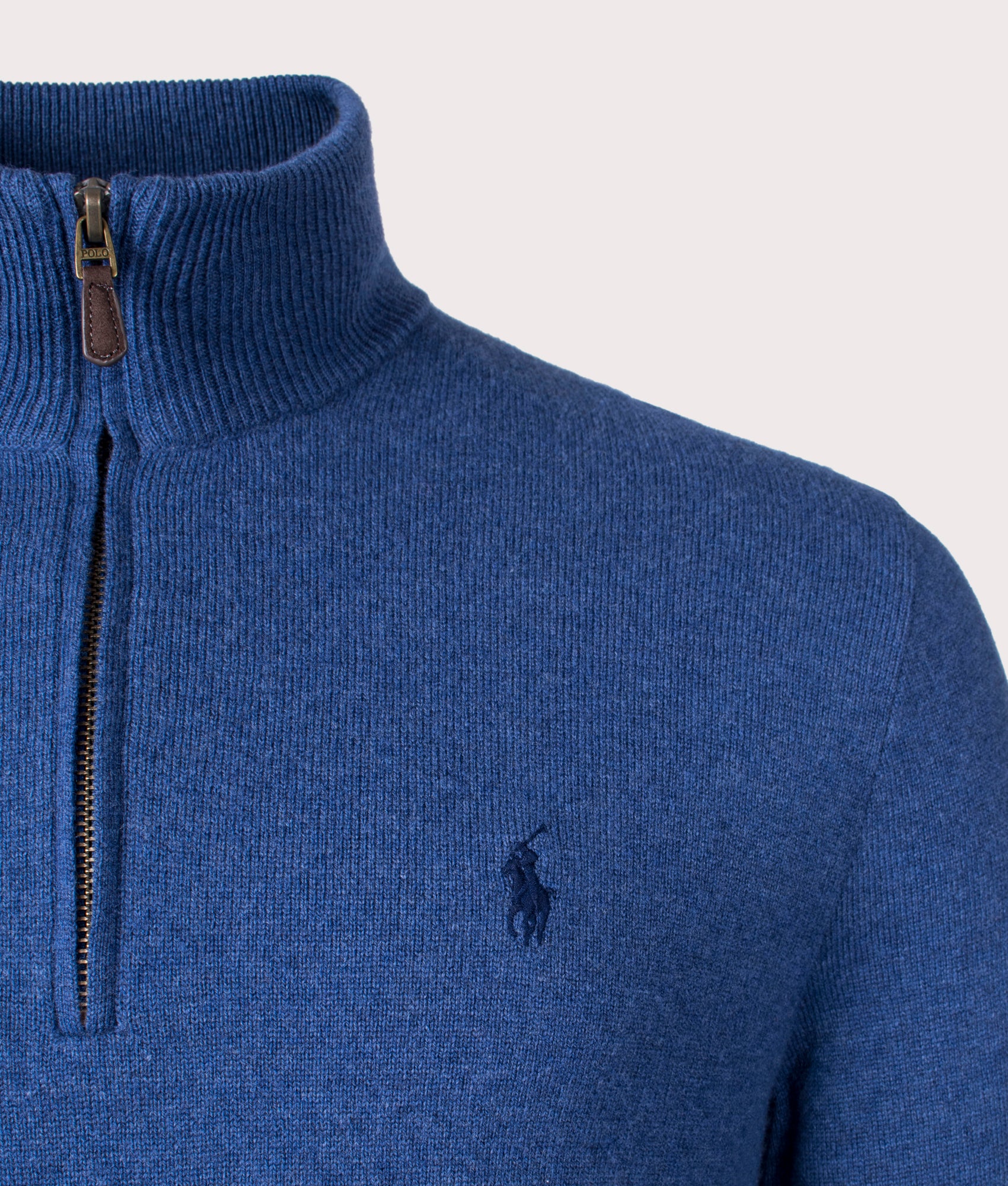 Merino Wool Quarter Zip Jumper Blue - Polo Ralph Lauren - EQVVS