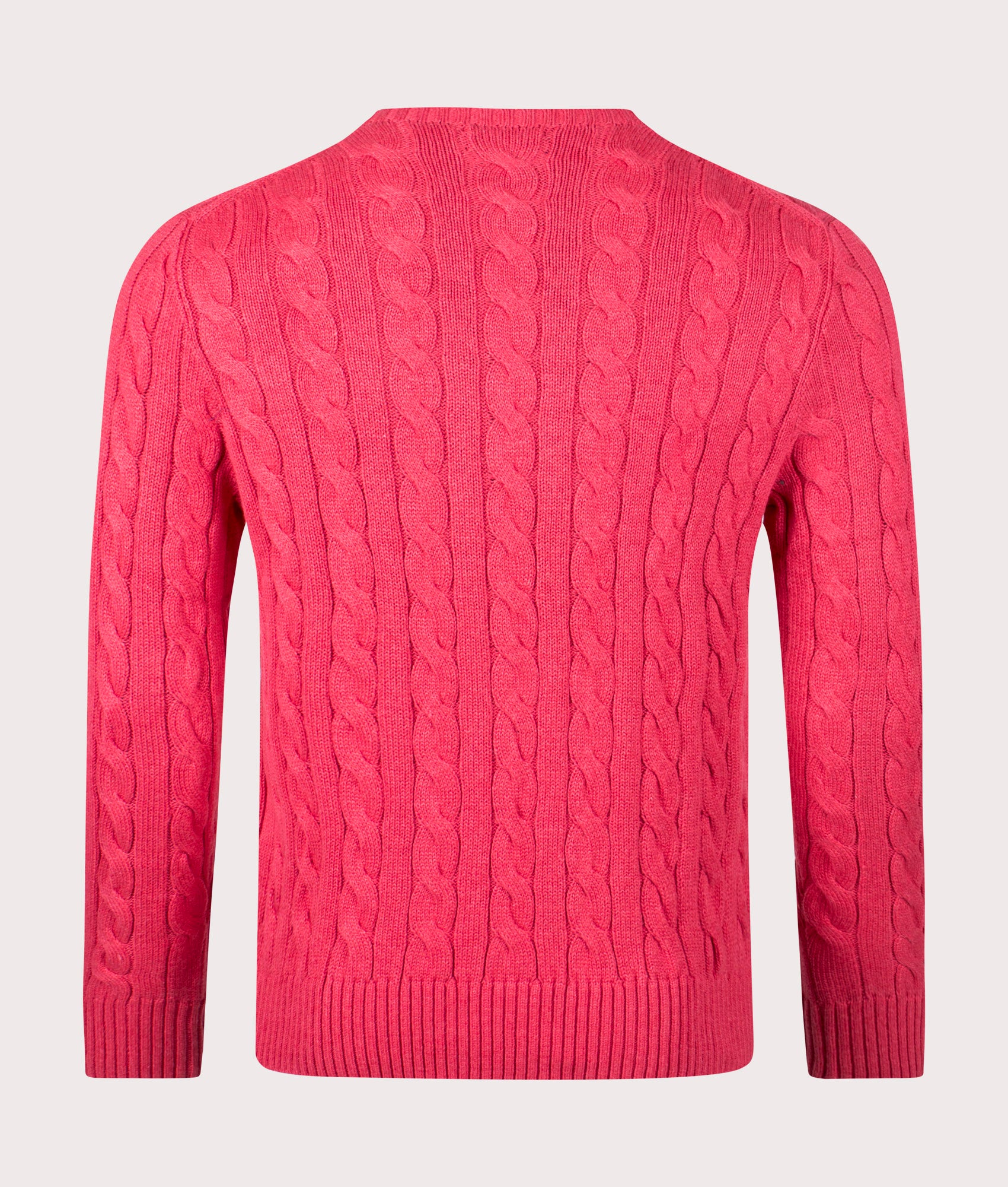 Polo Ralph Lauren Cable Knit Cotton Jumper in Flushed Red Heather Back Shot at EQVVS