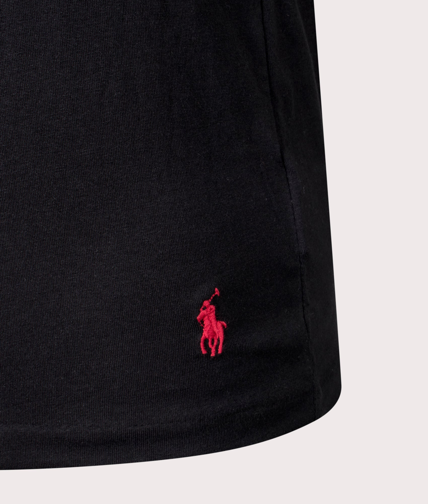 Polo Ralph Lauren 2 Pack Classic Crewneck Undershirt T-Shirt in Black. Shot at EQVVS. Front left hem logo shot 