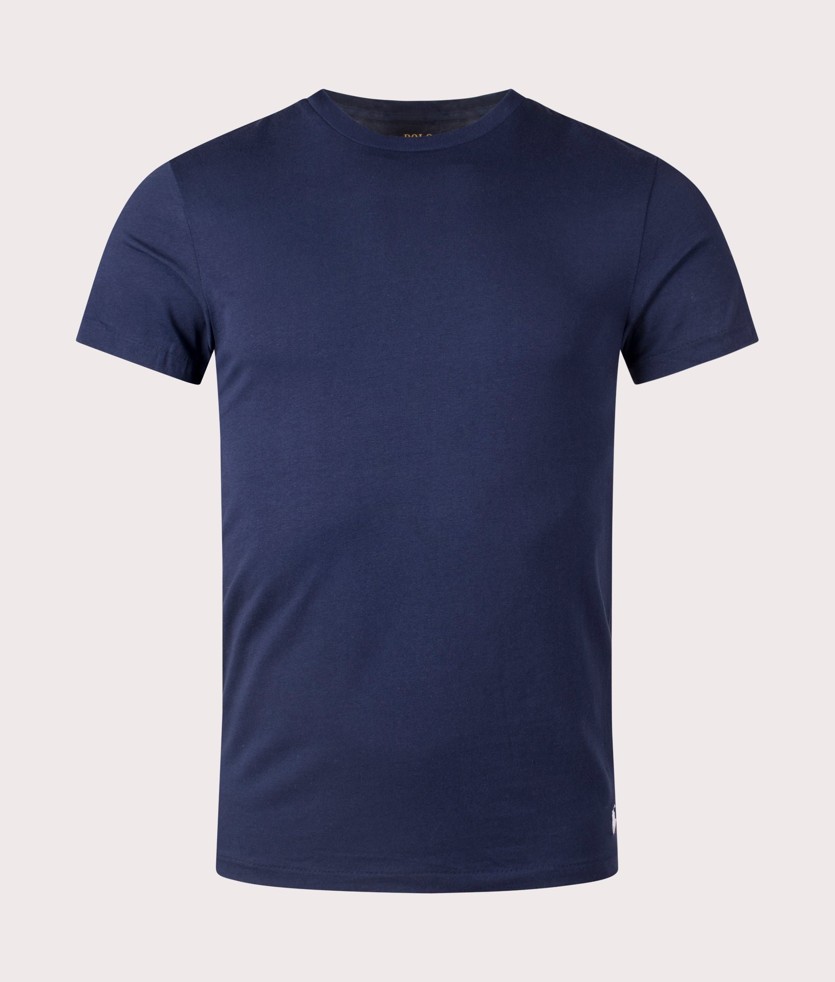 Polo Ralph Lauren 2 Pack Classic Crewneck Undershirt T-Shirt in Navy. Shot at EQVVS. Front detail shot 