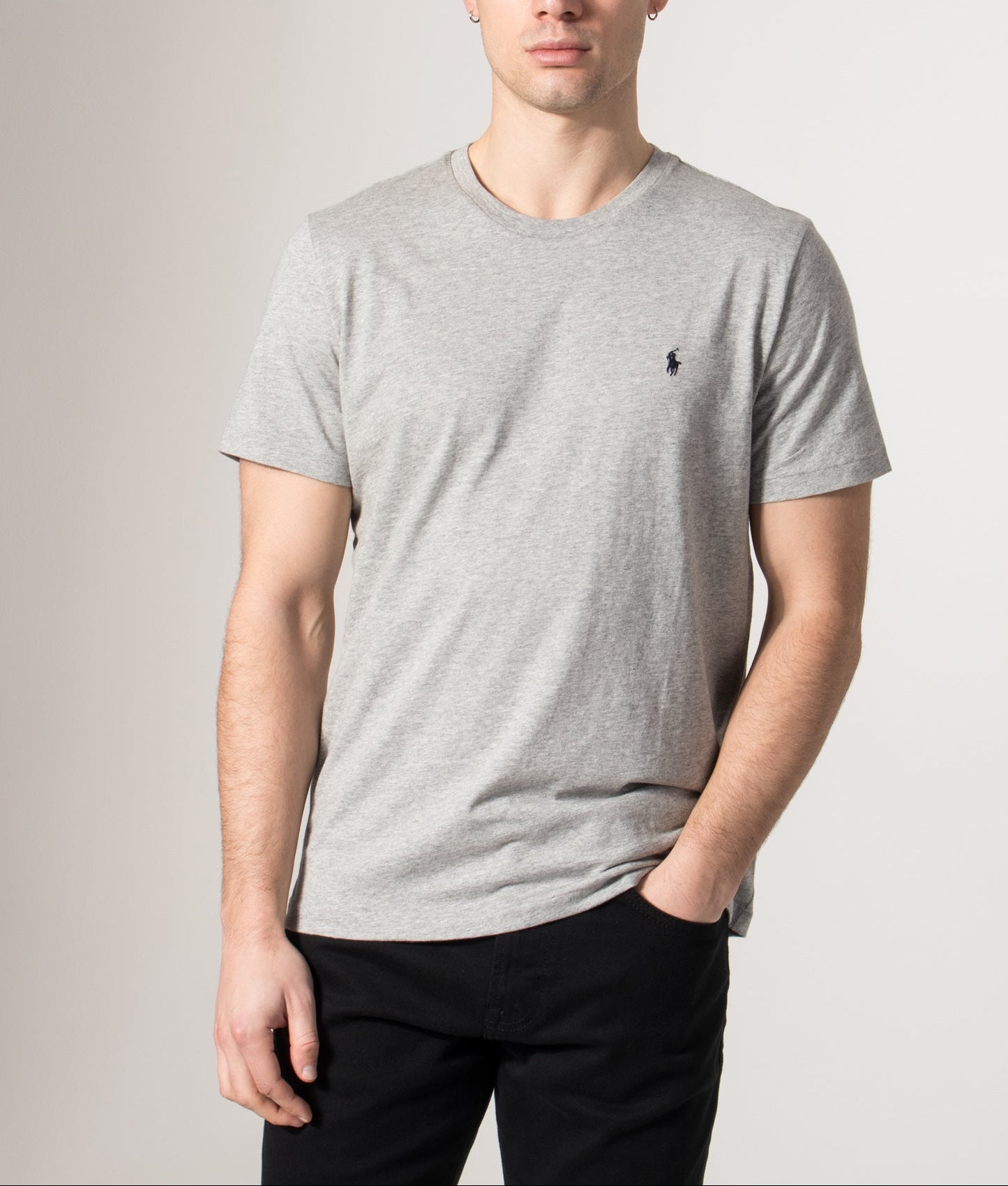 Polo Ralph Lauren Classic Fit Loungewear T-Shirt Andover Heather at EQVVS Menswear. Model front shot.