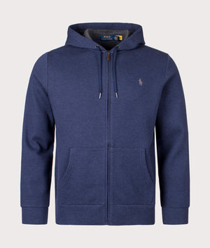 Double Knit Zip Through Hoodie in Spring Navy Heather by Polo Ralph Lauren. EQVVS Front Angle Shot.