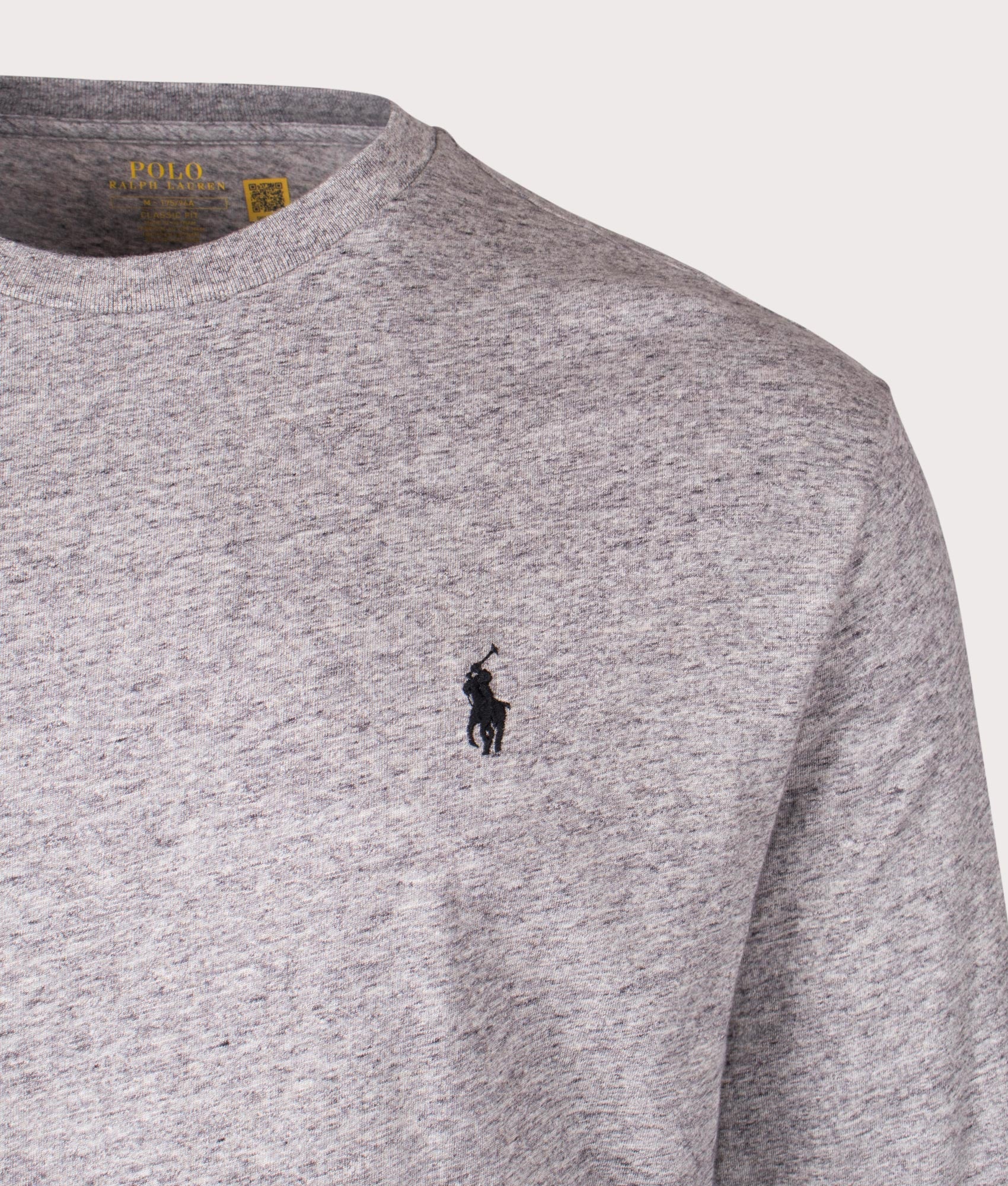 Long Sleeve T-Shirt in Dark Vintage Heather by Polo Ralph Lauren. EQVVS Detail Shot.