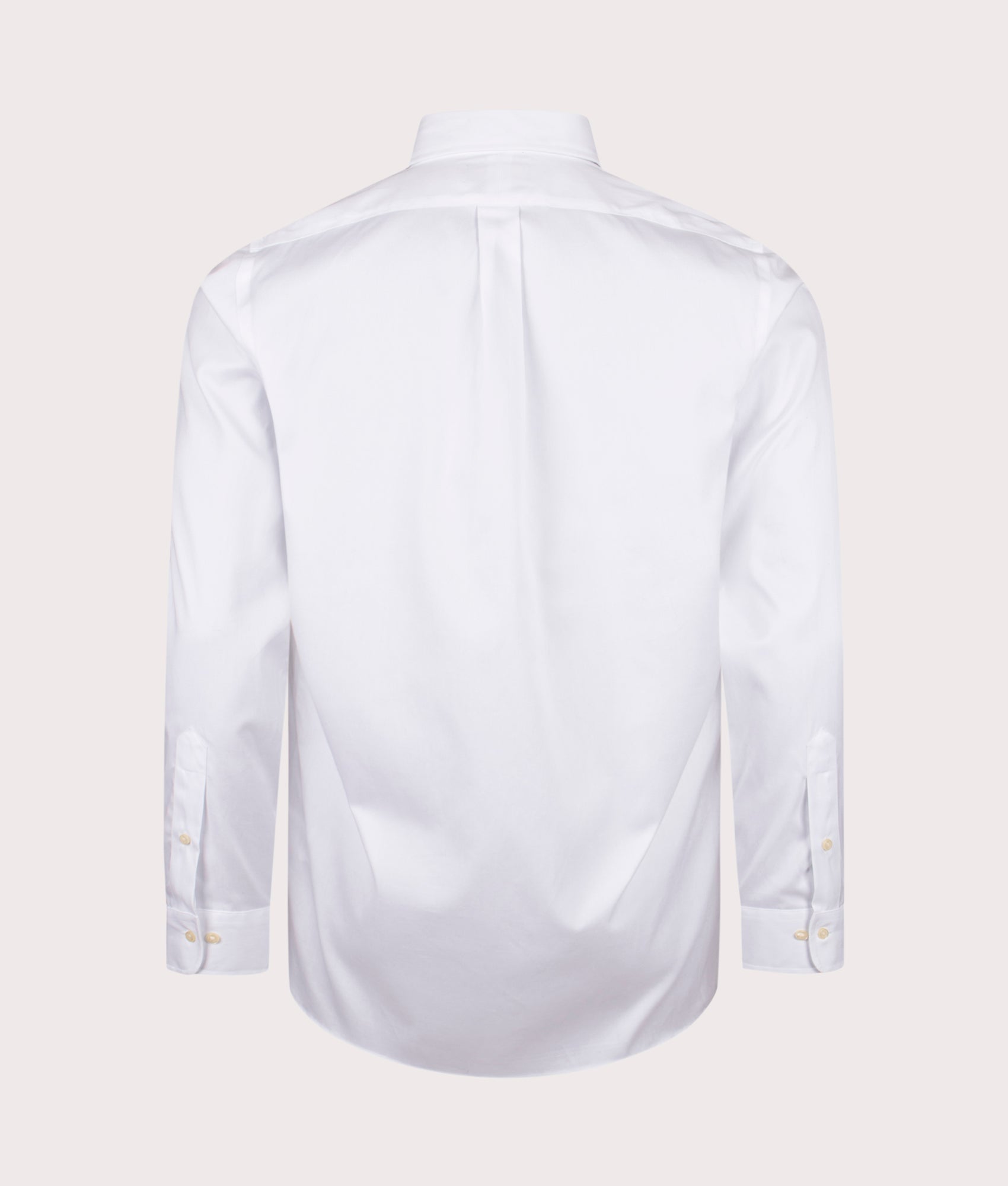 Polo Ralph Lauren Custom Fit Oxford Dress Shirt in White at EQVVS Menswear. Back shot.