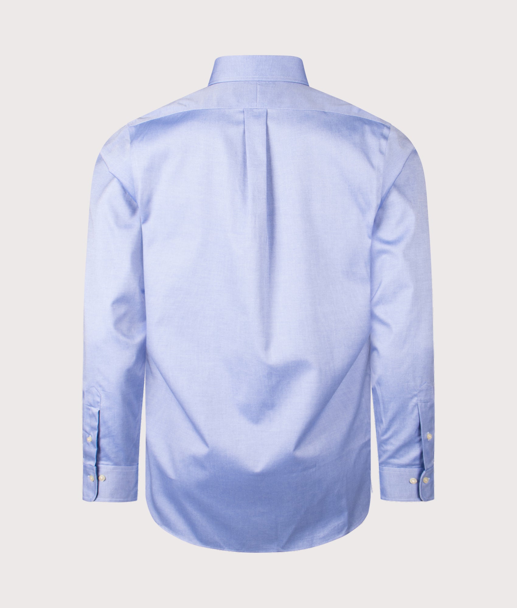 Polo Ralph Lauren Custom Fit Oxford Dress Shirt in True Blue/White at EQVVS Menswear. Back shot.