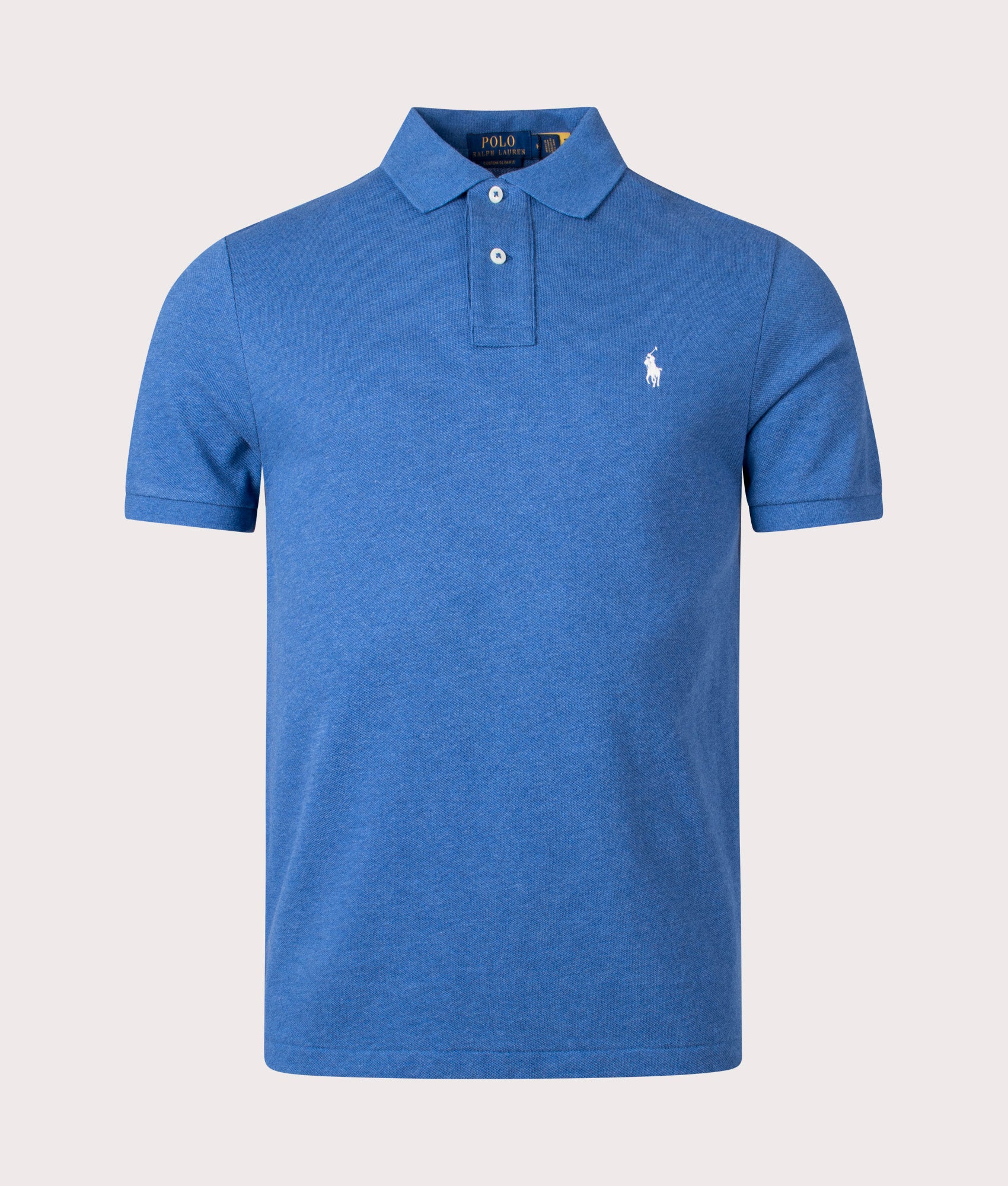 Slim Fit Mesh Polo Shirt Fog Heather blue Polo Ralph Lauren EQVVS Front 