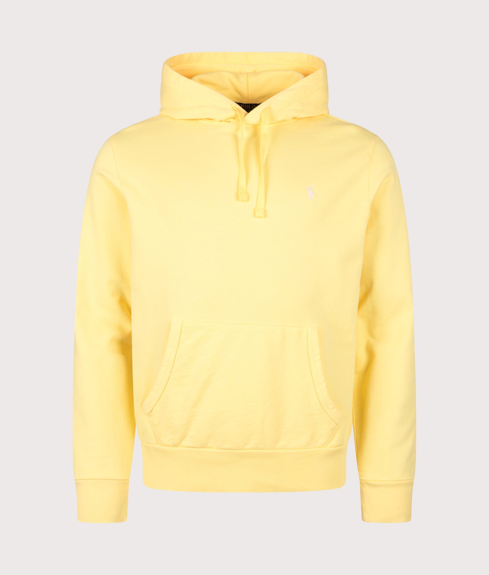 Loopback Fleece Hoodie in Fall Yellow by Polo Ralph Lauren. Shot by EQVVS. Front shot.