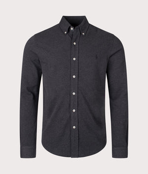 Featherweight Mesh Shirt in Dark Granite Heather by Polo Ralph Lauren. EQVVS Front Angle Shot.