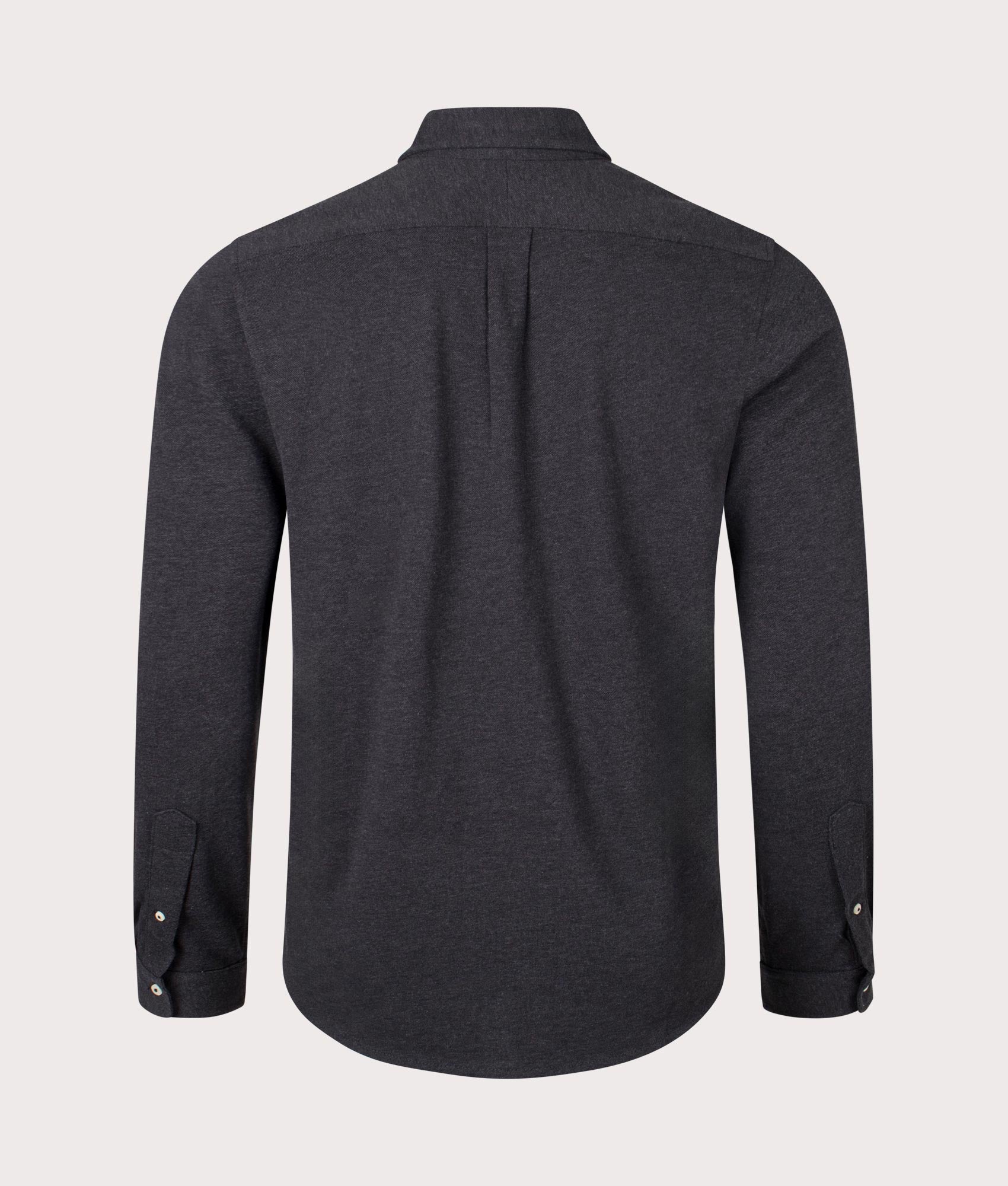 Featherweight Mesh Shirt in Dark Granite Heather by Polo Ralph Lauren. EQVVS Back Angle Shot.