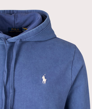 Polo Ralph Lauren Loopback Fleece Hoodie in Light Navy Blue, 100% Cotton Detail Shot at EQVVS