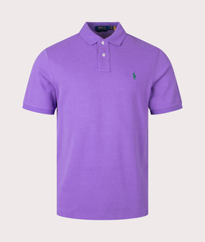 Classic Fit Mesh Polo Shirt in Spring Violet by Polo Ralph Lauren. EQVVS Front Angle Shot.