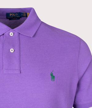 Classic Fit Mesh Polo Shirt in Spring Violet by Polo Ralph Lauren. EQVVS Detail Shot