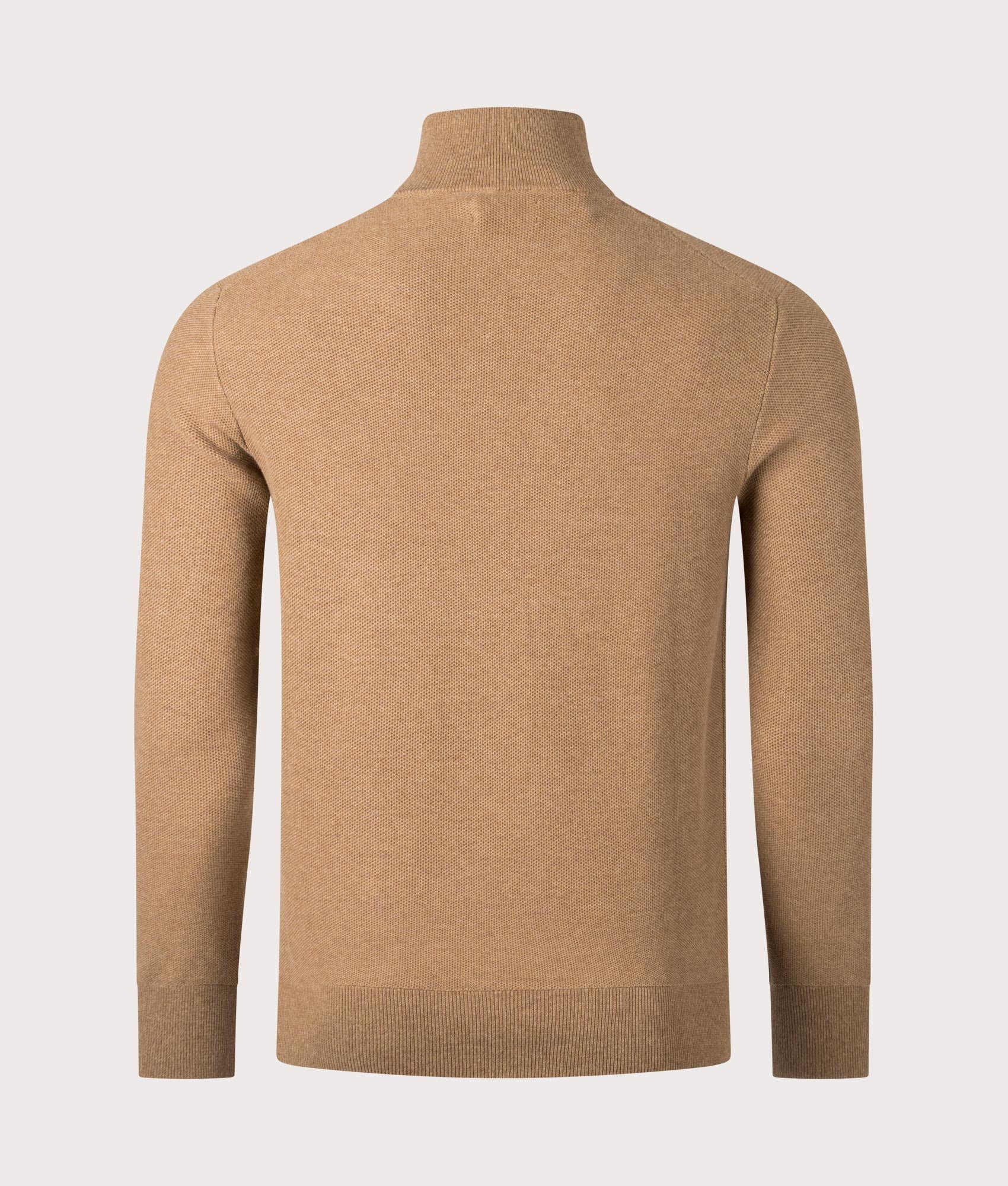 Quarter-Zip-Contrast-Logo-Jumper-008-Latte-Brown-Heather-Back-Image-EQVVS
