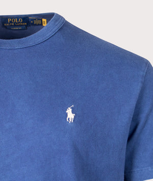 Polo Ralph Lauren Classic Fit Jersey T-Shirt in Light Navy, 100% Cotton Detail Shot at EQVVS
