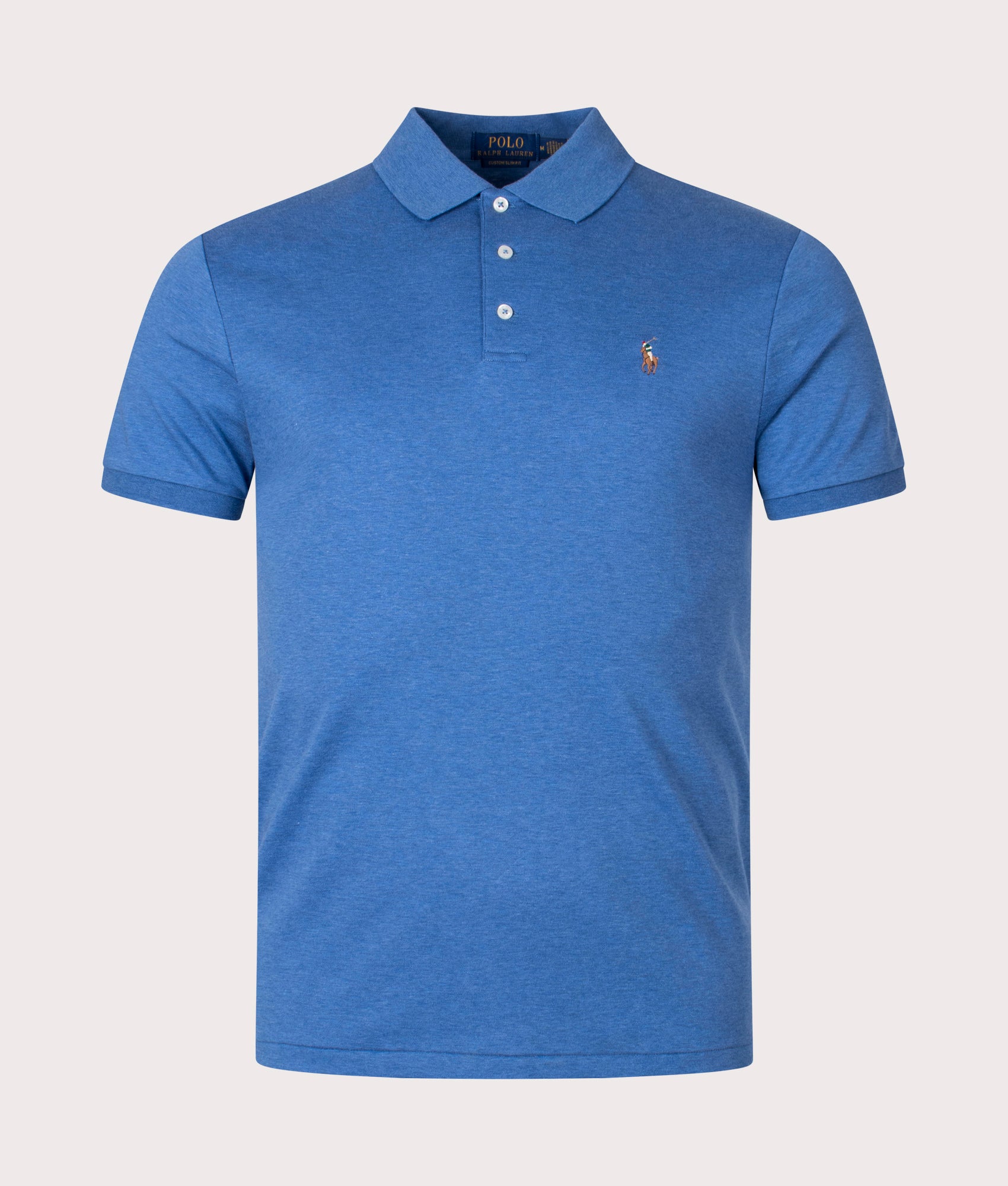 Custom Slim Fit Soft Cotton Polo Shirt in Fog Blue Heather | Polo Ralph ...