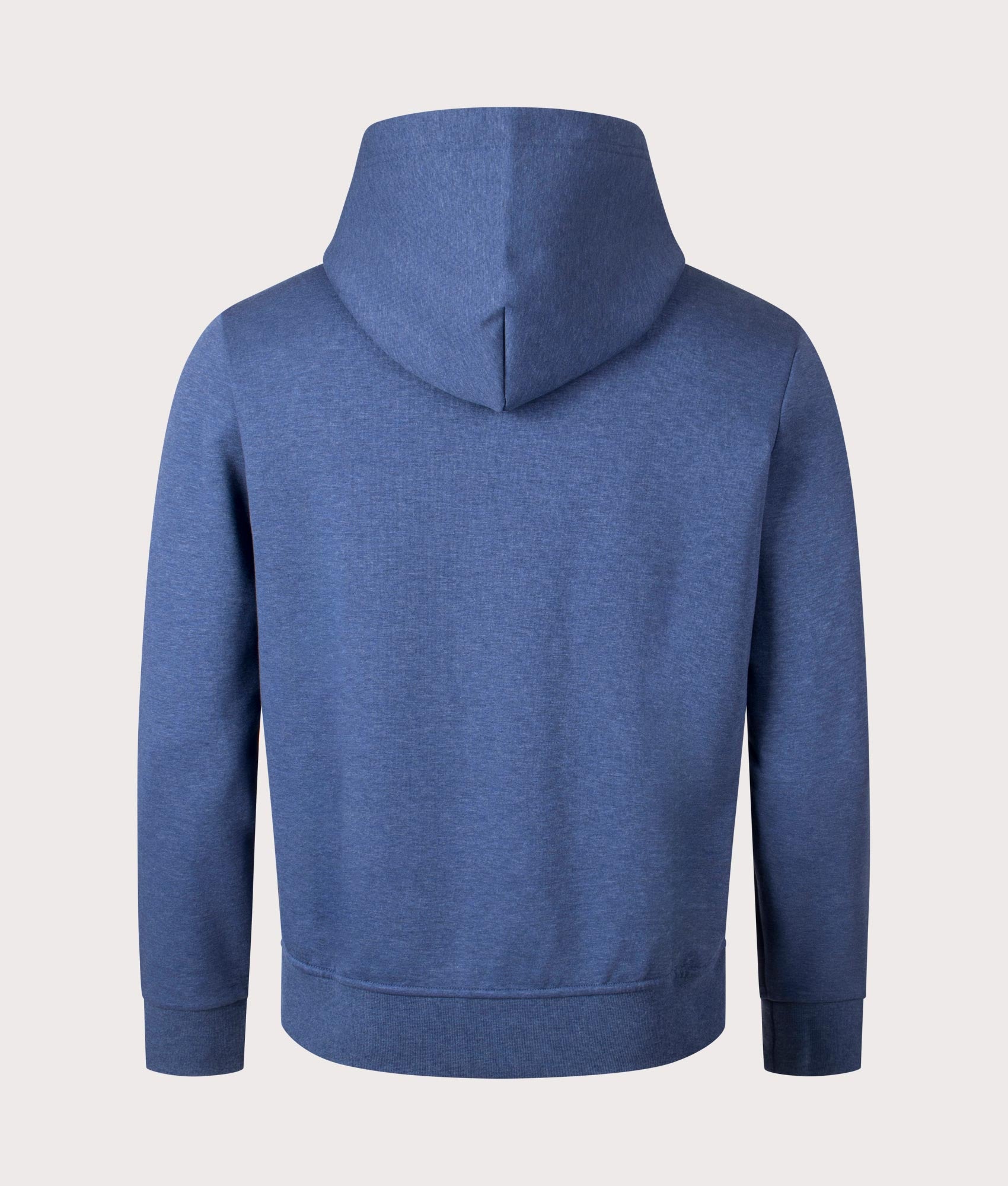 Polo Ralph Lauren Zip Through Double Knit Zip Up Hoodie in Derby Blue Heather Back Shot at EQVVS