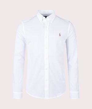 Polo Ralph Lauren Knit Oxford Shirt in White Front shot EQVVS