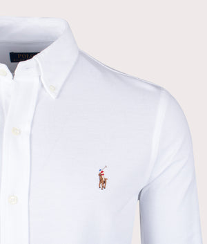 Polo Ralph Lauren Knit Oxford Shirt in White Detail shot EQVVS