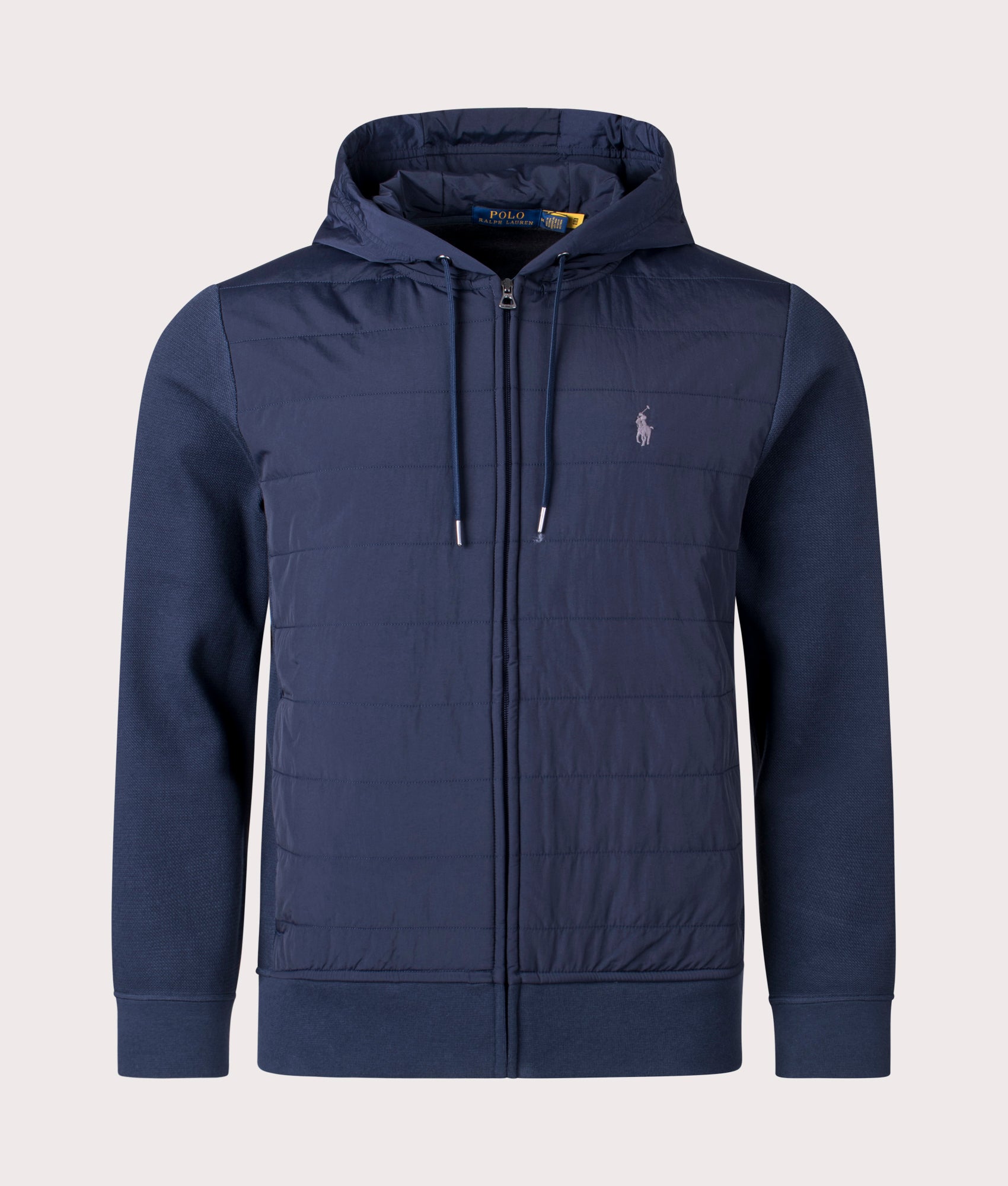 Polo Ralph Lauren Woven Front Full Zip Hooded Sweatshirt Aviator Navy Front Shot EQVVS