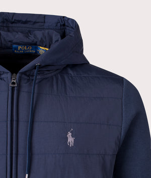 Polo Ralph Lauren Woven Front Full Zip Hooded Sweatshirt Aviator Navy Detail Shot EQVVS