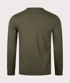 Polo Ralph Lauren Custom Slim Fit Long Sleeve T-Shirt in Armadillo Khaki  Back Shot at EQVVS