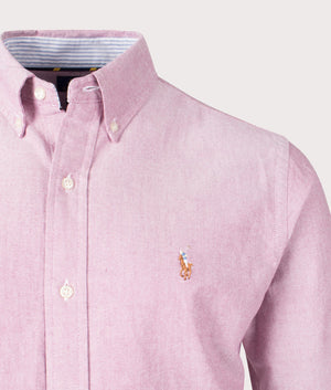 Custom Fit Oxford Shirt in Crimson by Polo Ralph Lauren. EQVVS Detail Shot.