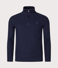 Contrast Logo Quarter Zip Knit Jumper: 001 Navy Heather 