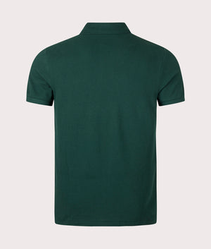 Custom Slim Fit Mesh Polo Shirt in Moss Agate by Polo Ralph Lauren. EQVVS Back Angle Shot.