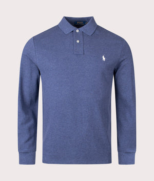 Custom Slim Fit Long Sleeve Polo Shirt in Isle Heather by Polo Ralph Lauren. EQVVS Front Angle Shot.