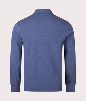 Custom Slim Fit Long Sleeve Polo Shirt in Isle Heather by Polo Ralph Lauren. EQVVS Back Angle Shot.